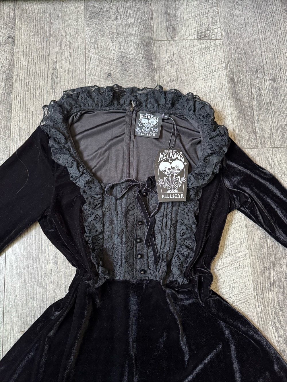 Killstar: Laid To Rest Black Velvet Dress Bell Sleeve Fit & Flare Size M - Picture 4 of 9